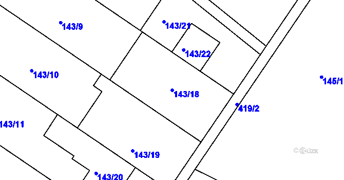 Parcela st. 143/18 v KÚ Lýsky, Katastrální mapa