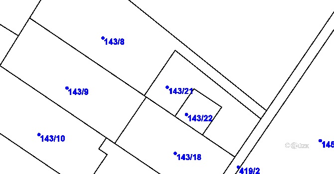 Parcela st. 143/21 v KÚ Lýsky, Katastrální mapa