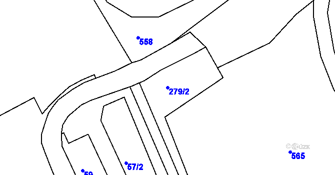 Parcela st. 279/2 v KÚ Lýsky, Katastrální mapa