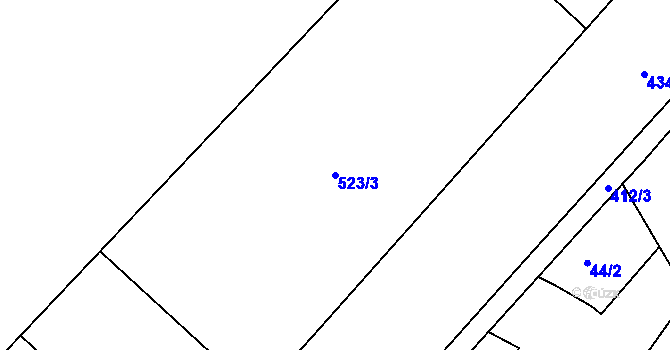 Parcela st. 523/3 v KÚ Lýsky, Katastrální mapa