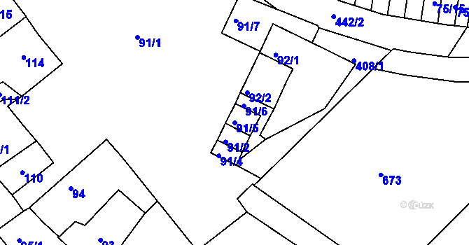 Parcela st. 91/5 v KÚ Lýsky, Katastrální mapa
