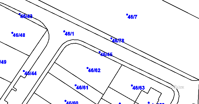 Parcela st. 46/45 v KÚ Popovice u Přerova, Katastrální mapa