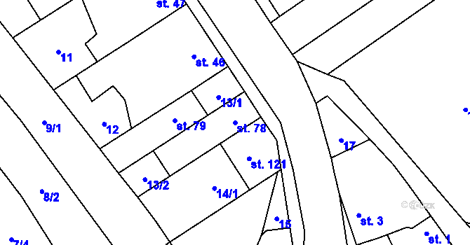 Parcela st. 78 v KÚ Popovice u Přerova, Katastrální mapa