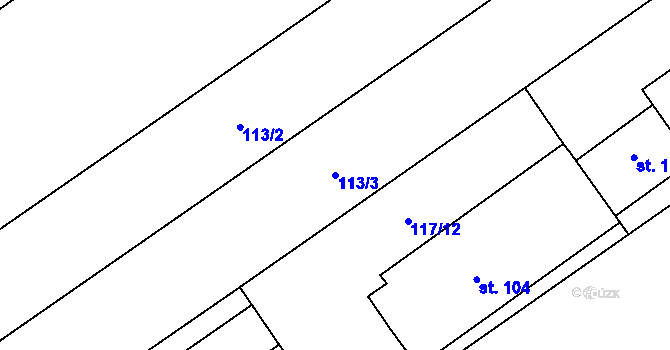Parcela st. 113/3 v KÚ Popovice u Přerova, Katastrální mapa