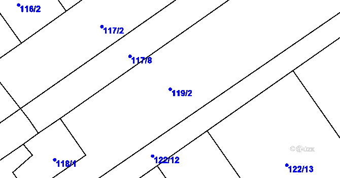 Parcela st. 119/2 v KÚ Popovice u Přerova, Katastrální mapa