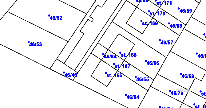 Parcela st. 46/84 v KÚ Popovice u Přerova, Katastrální mapa