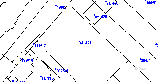 Parcela st. 427 v KÚ Vinary u Přerova, Katastrální mapa