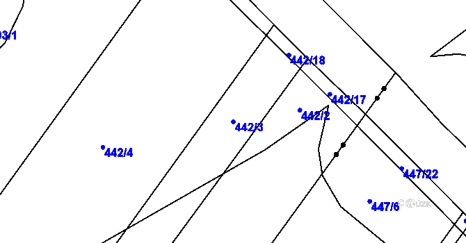 Parcela st. 442/3 v KÚ Vinary u Přerova, Katastrální mapa