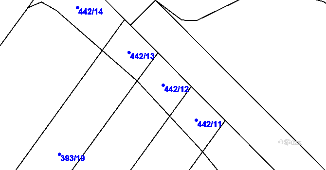 Parcela st. 442/12 v KÚ Vinary u Přerova, Katastrální mapa