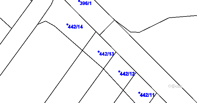 Parcela st. 442/13 v KÚ Vinary u Přerova, Katastrální mapa