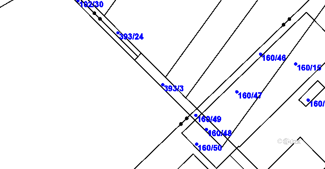 Parcela st. 393/3 v KÚ Vinary u Přerova, Katastrální mapa