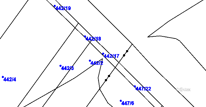 Parcela st. 442/17 v KÚ Vinary u Přerova, Katastrální mapa