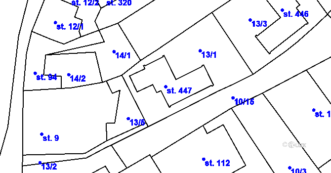Parcela st. 447 v KÚ Vinary u Přerova, Katastrální mapa