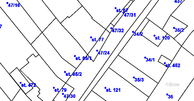 Parcela st. 47/24 v KÚ Vinary u Přerova, Katastrální mapa