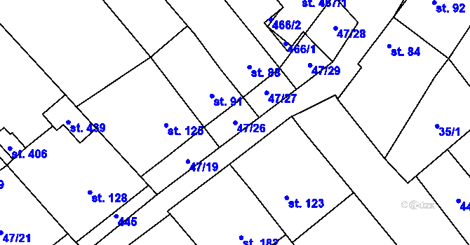 Parcela st. 47/26 v KÚ Vinary u Přerova, Katastrální mapa
