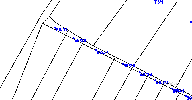 Parcela st. 58/37 v KÚ Vinary u Přerova, Katastrální mapa