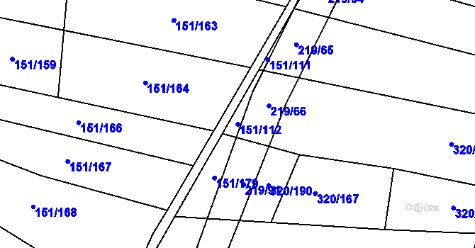 Parcela st. 151/112 v KÚ Vinary u Přerova, Katastrální mapa