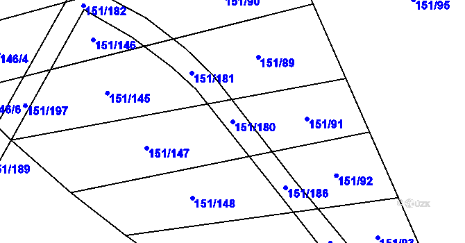 Parcela st. 151/180 v KÚ Vinary u Přerova, Katastrální mapa