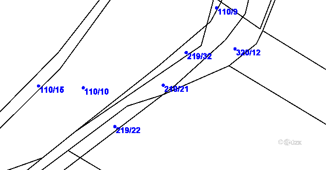 Parcela st. 219/21 v KÚ Vinary u Přerova, Katastrální mapa