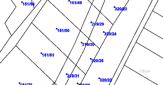 Parcela st. 219/30 v KÚ Vinary u Přerova, Katastrální mapa
