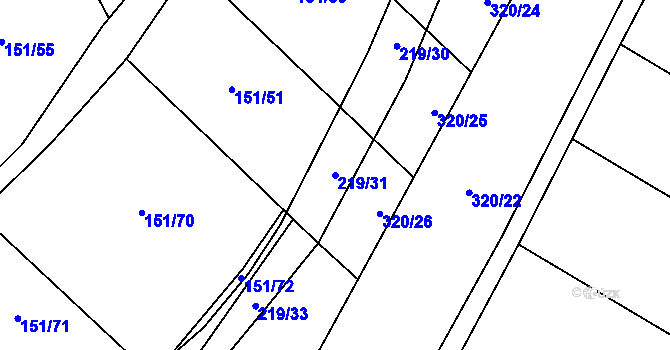 Parcela st. 219/31 v KÚ Vinary u Přerova, Katastrální mapa