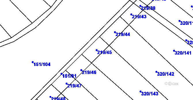 Parcela st. 219/45 v KÚ Vinary u Přerova, Katastrální mapa