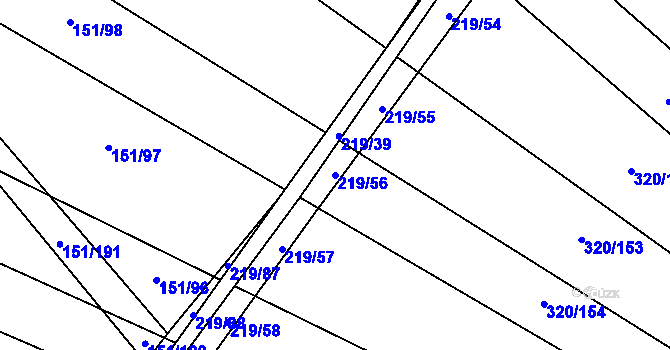 Parcela st. 219/56 v KÚ Vinary u Přerova, Katastrální mapa