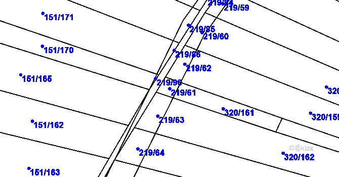 Parcela st. 219/61 v KÚ Vinary u Přerova, Katastrální mapa