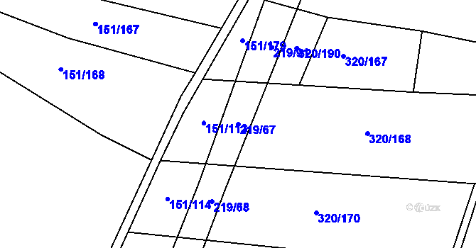 Parcela st. 219/67 v KÚ Vinary u Přerova, Katastrální mapa