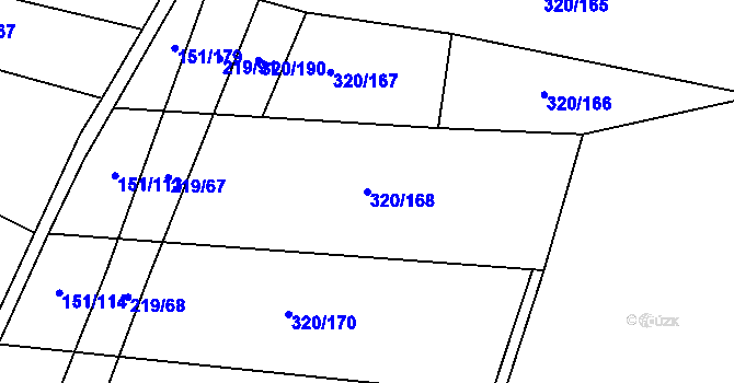 Parcela st. 320/168 v KÚ Vinary u Přerova, Katastrální mapa