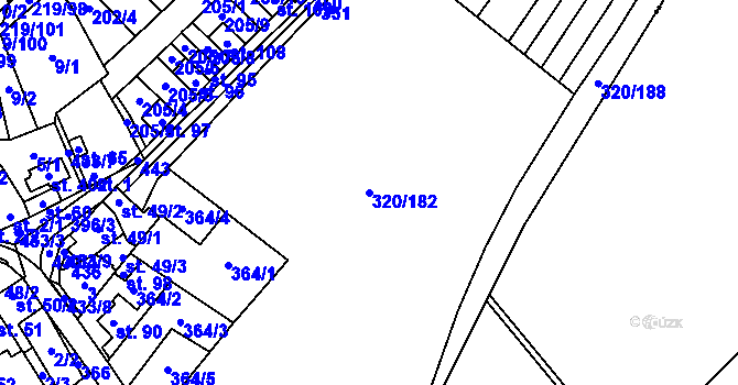 Parcela st. 320/182 v KÚ Vinary u Přerova, Katastrální mapa