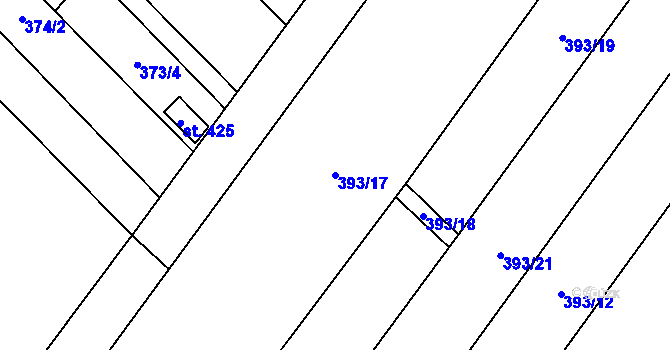 Parcela st. 393/17 v KÚ Vinary u Přerova, Katastrální mapa