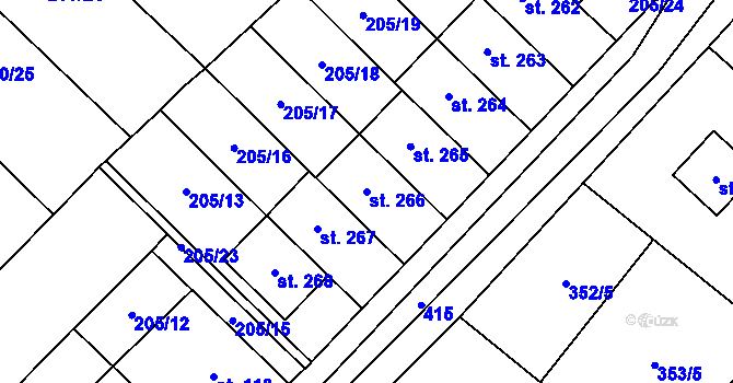 Parcela st. 266 v KÚ Vinary u Přerova, Katastrální mapa