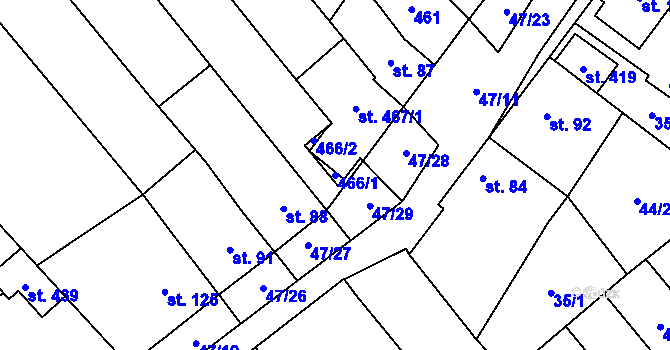 Parcela st. 466/1 v KÚ Vinary u Přerova, Katastrální mapa