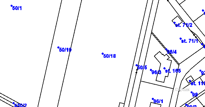 Parcela st. 50/18 v KÚ Vinary u Přerova, Katastrální mapa