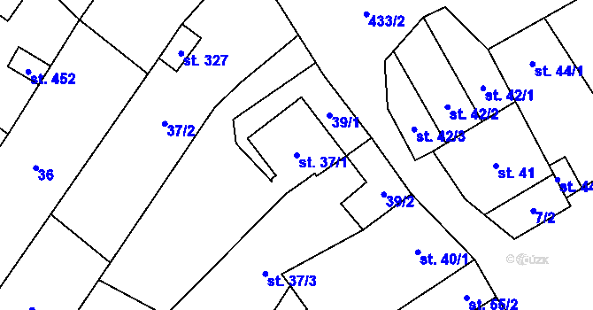 Parcela st. 37/1 v KÚ Vinary u Přerova, Katastrální mapa