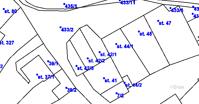 Parcela st. 42/1 v KÚ Vinary u Přerova, Katastrální mapa