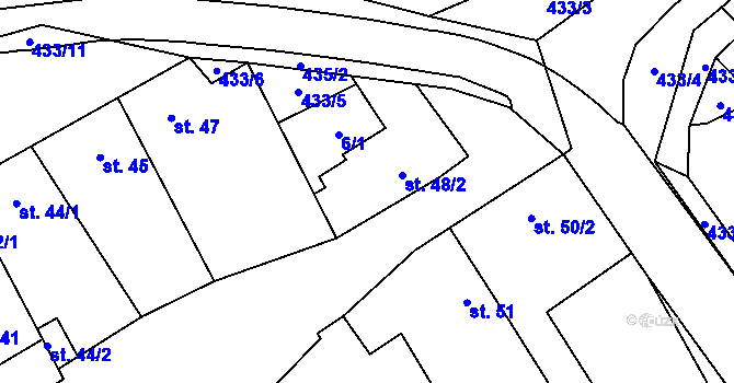 Parcela st. 48/1 v KÚ Vinary u Přerova, Katastrální mapa