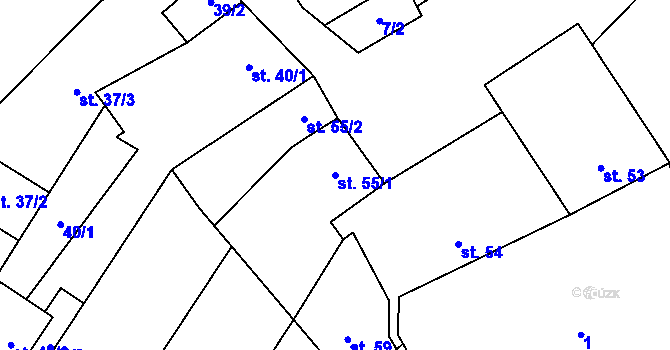 Parcela st. 55/1 v KÚ Vinary u Přerova, Katastrální mapa