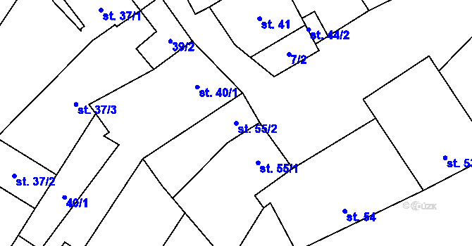 Parcela st. 55/2 v KÚ Vinary u Přerova, Katastrální mapa