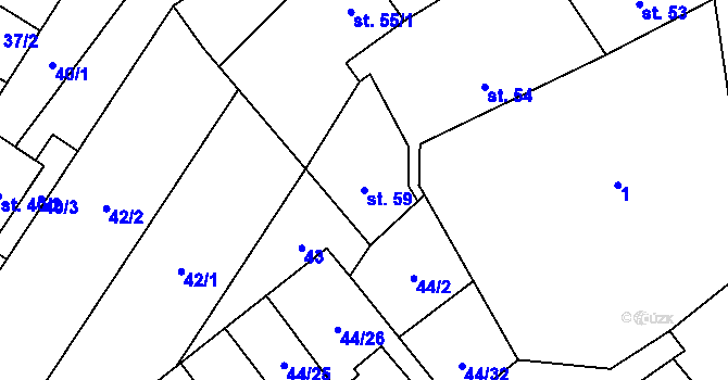 Parcela st. 59 v KÚ Vinary u Přerova, Katastrální mapa