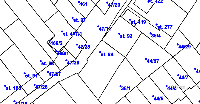 Parcela st. 84 v KÚ Vinary u Přerova, Katastrální mapa