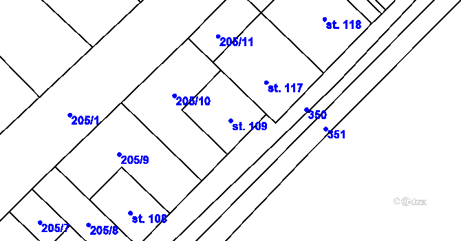 Parcela st. 109 v KÚ Vinary u Přerova, Katastrální mapa