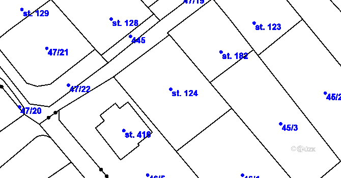 Parcela st. 124 v KÚ Vinary u Přerova, Katastrální mapa