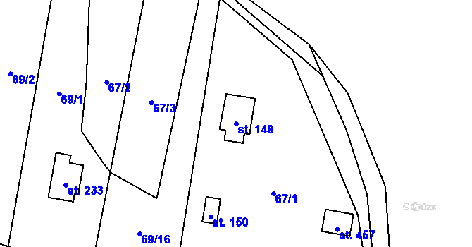 Parcela st. 149 v KÚ Vinary u Přerova, Katastrální mapa