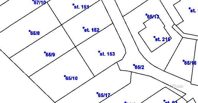 Parcela st. 153 v KÚ Vinary u Přerova, Katastrální mapa