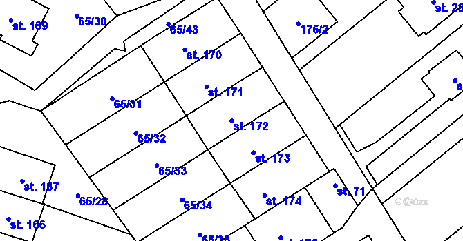 Parcela st. 172 v KÚ Vinary u Přerova, Katastrální mapa