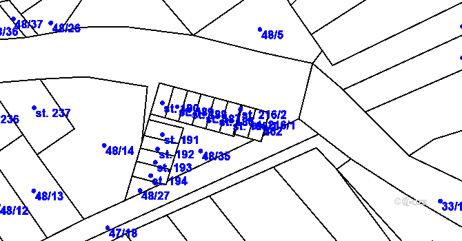 Parcela st. 185/1 v KÚ Vinary u Přerova, Katastrální mapa