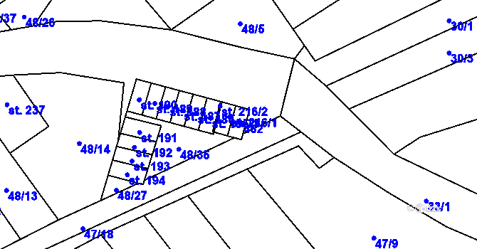 Parcela st. 217 v KÚ Vinary u Přerova, Katastrální mapa