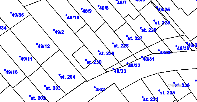 Parcela st. 229 v KÚ Vinary u Přerova, Katastrální mapa